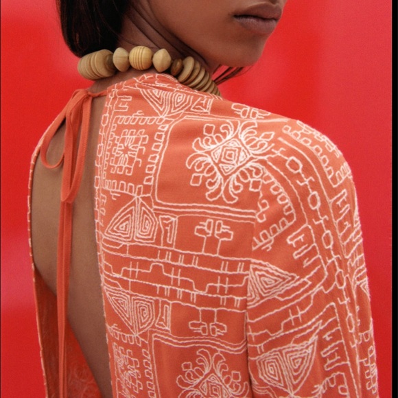 ZARA Long Embroidered Dress S,M - Picture 12 of 16